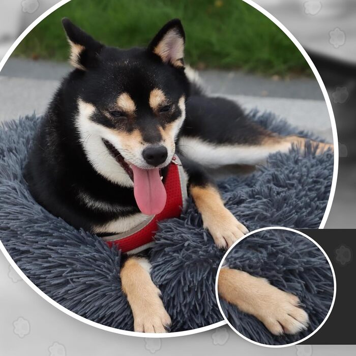 М'яке ліжко для собак та котів, корзина для собак, миється, подушка для собак 70 см, кругла ліжко для собак з плюшу, ліжко для собак та котів, для маленьких, середніх та великих собак, темно-сірий, 70 x 70 x 20 см