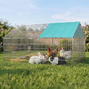 Вольєр для кроликів CADOCA® 180x75x75 см з дахом та захистом від сонця для саду