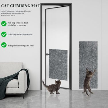 Килимок для дряпання котів, килимок для стіни, 200x40 см, світло-сірий