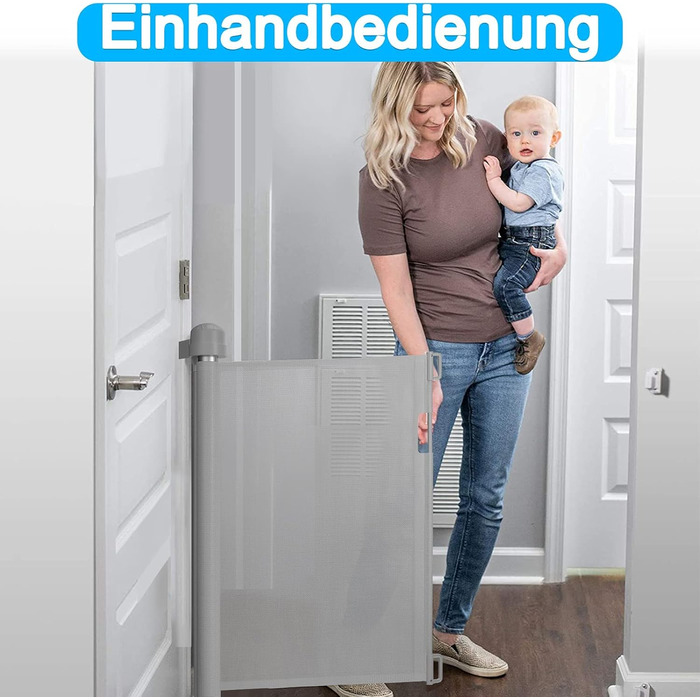 Захист для воріт NAIZY: ролетний захист для собак та дітей, 180 см, сірий