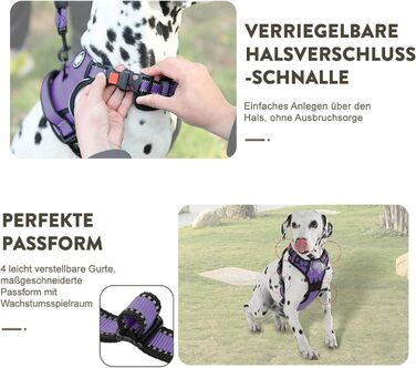 Шлейка для собак середніх порід FURRYFECTION, анти-тяга, регульована, з лінійкою, оксфорд, фіолетовий, M