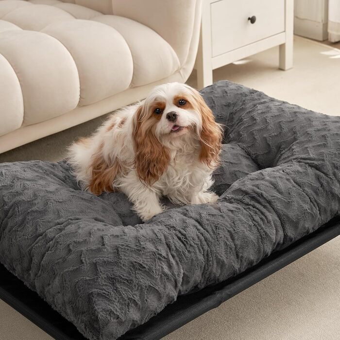 Килимок для собак великих порід EHEYCIGA, 104x68 см, XL, з штучним хутром та льоном, миючий, темно-сірий