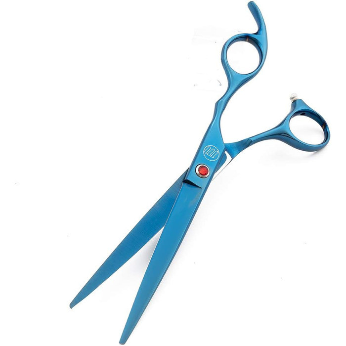 Професійний набір для стрижки собак Moontay: 4 ножиці (пряма, вигнута вгору, вигнута вниз, фінішна) з JP нержавіючої сталі, 17.8 см (7 дюймів), блакитний