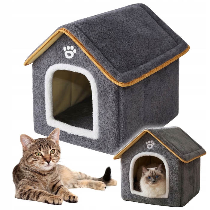 Будиночок для котів та собак: м'яке лежак-ліжечко з антиковзаючим покриттям