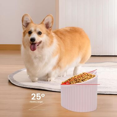 Підвищені миски для котів у формі серця, кераміка, підняті миски для котів, проти блювоти, без стресу, станція для води та корму, придатні для мікрохвильової печі, аксесуари для тварин для маленьких котів та собак (Рожевий)