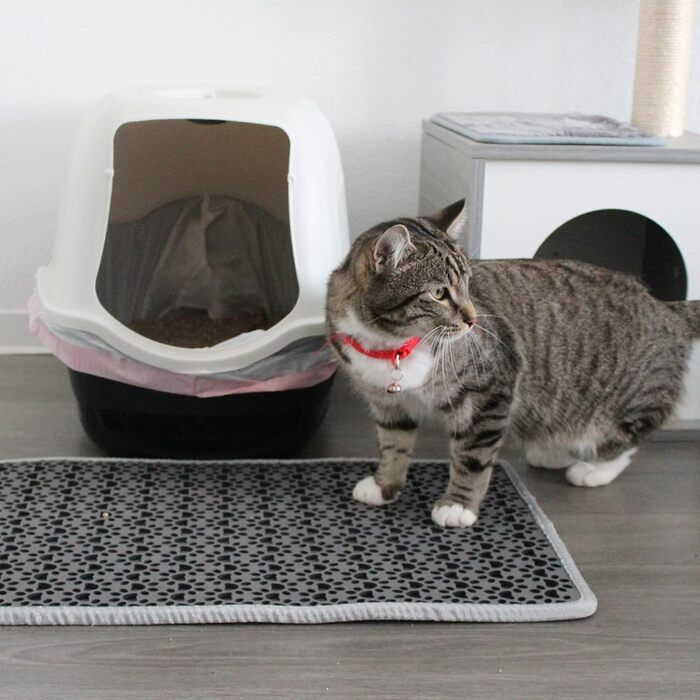 Килимок під лоток для котів, чорний, 60-74 см, 38x61 см, двошаровий, EVA, вологостійкий