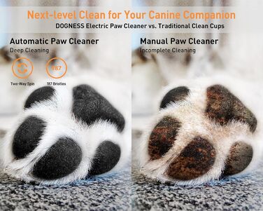 Автоматичний мийник лап для собак великих порід DOGNESS, мийка лап з силікону, USB-швидка зарядка, 360° миття та масаж лап, білий