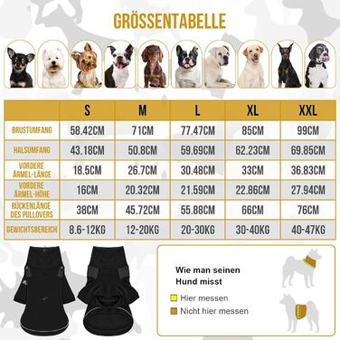 Пуловер для собак OneTigris, теплий флісовий одяг з петлями для ніг та отвором для повідка, зручний для вигулу, чорний, L (20-30 кг), XL (27-41 кг, обхват грудей 77 см, обхват шиї 60 см)