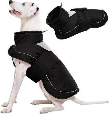 Водонепроникна куртка для собак Kuoser, чорна, розмір L, з світловідбиваючими елементами