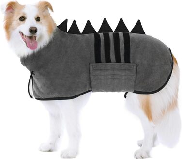 Рушник для собак з мікрофібри, швидковисихаючий, регульований, надзвичайно поглинаючий для середніх та великих собак, легко одягається (Сіро-зелений, Сіро-чорний, S)