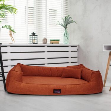 Ортопедичне ліжко для собак Tierlando® Bruce з знімним та пральним велюровим чохлом, диван для собак середніх та великих порід, розмір: 110x90 см, колір: оливковий