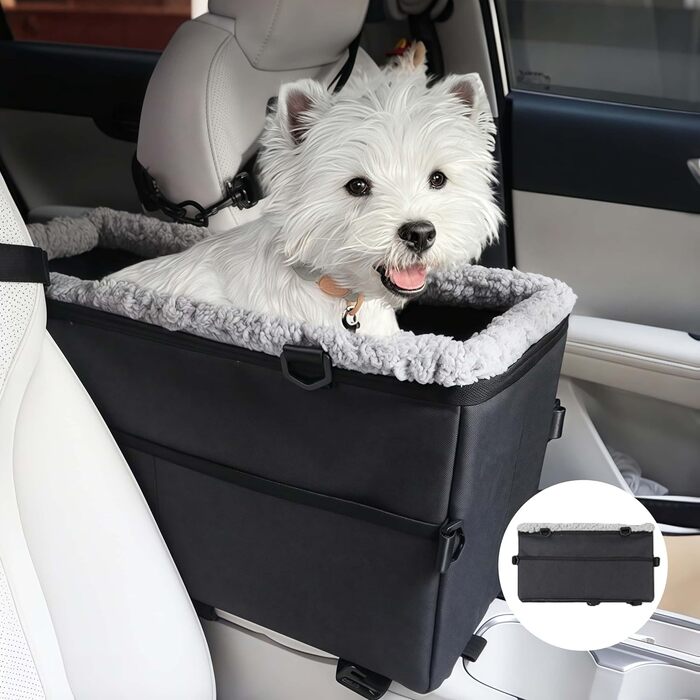 Автокрісло для собак - автокрісло для маленьких собак, з подвійним ременем безпеки, знімний чохол, сумка для зберігання