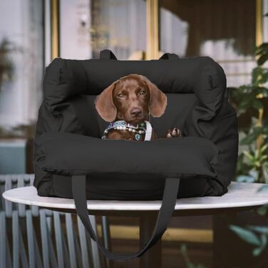 Автокрісло для собак маленьких порід, підставка для собак у машину, ліжко для собак з memory foam, з кишенями та страхувальним ремінцем, миється