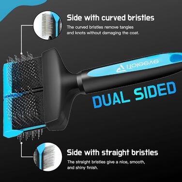 iToleeve Dual Flex професійна щітка для довгошерстих собак і котів, для видалення підшерстя, ковтунів і вузлів