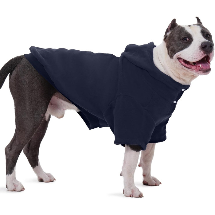 Теплий флісовий худі Nanaki для великих собак з капюшоном та двома отворами для повідка. Підходить для хлопчиків та дівчаток, зручний для собак Бігль. М'який, еластичний, синій, XL (Обхват грудей: 68 см)