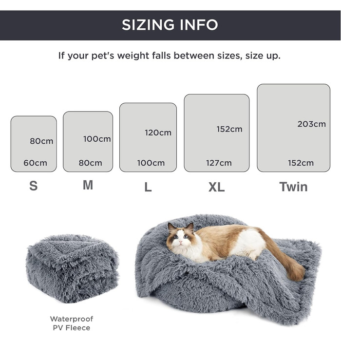 Водонепроникний коврик для собак BEDSURE - 152 x 203 см, довгий плюш, миючий, захисний, м'який, для великих собак, сірий (152x203 см)