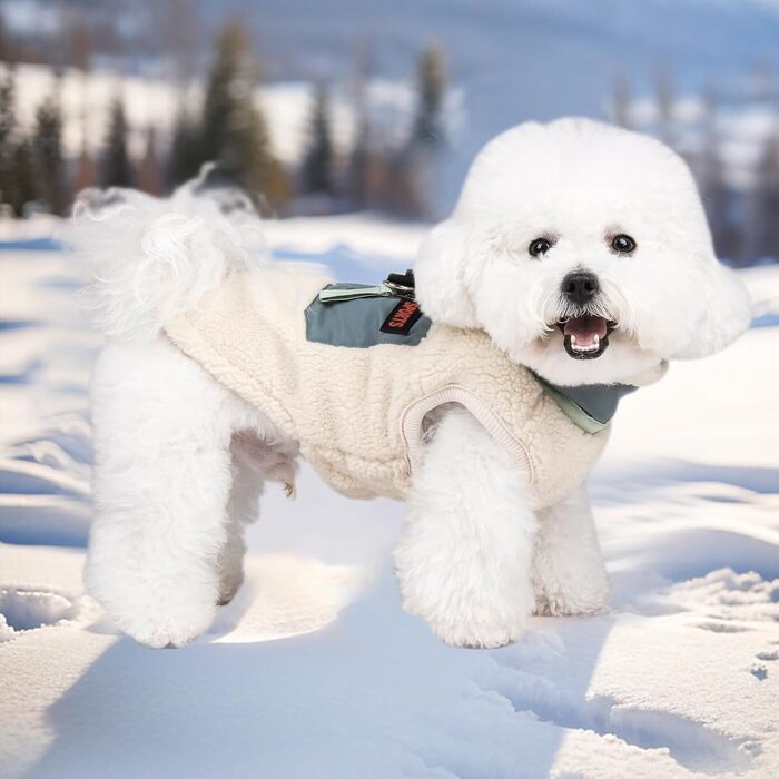 Теплий зимовий пуховик для собак FeimaX: вільний, з D-порогом, для маленьких та середніх собак (зелено-бежевий, S)