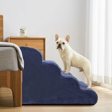 Сходинки для собак та котів PAWSCART, 4-ступеневі, блакитні, для ліжка, дивану, з антиковзким покриттям