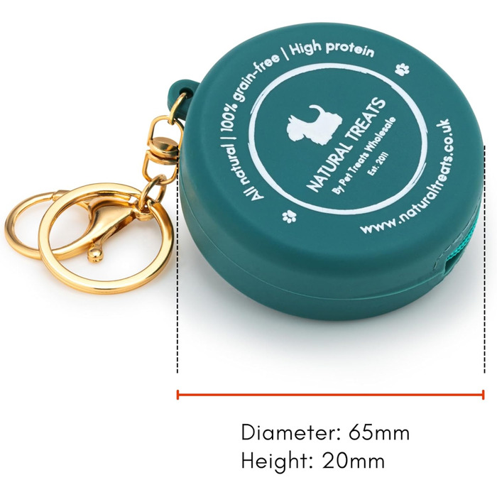 Сумка для ласощів для собак Natural Treats, міцна, з кліпсами для повідка, ключів та блискавками, для подорожей та прогулянок, 1 шт.