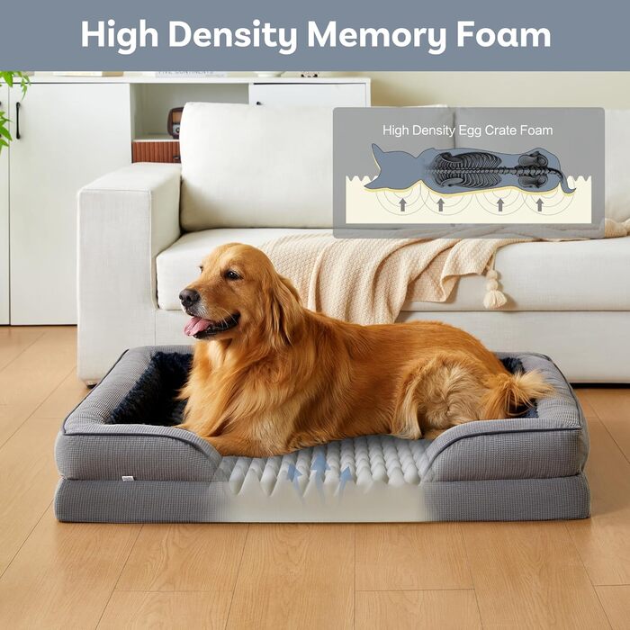 Ортопедичне ліжко для собак великих порід, Memory Foam, 89 x 64 x 17 см, для Лабрадора, Бордер Коллі, Австралійської вівчарки