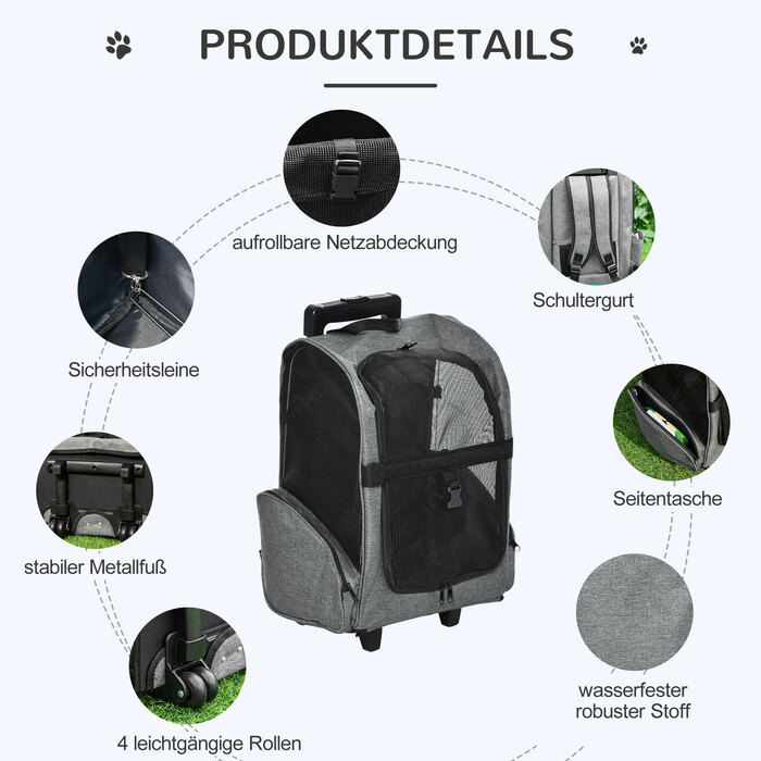 PawHut Dog Trolley 2-в-1 сумка-тоут і рюкзак для домашніх тварин, дихаючий, тканина Оксфорд, з дверима та вікном | Аосом