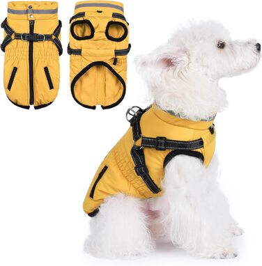 Зимовий теплий куртка для собак та котів, водонепроникний, зелений (XS, жовтий)