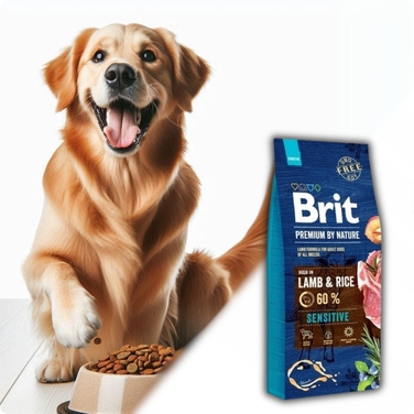 Сухий корм для собак BRIT Premium By Nature Sensitive Ягня, 15 кг