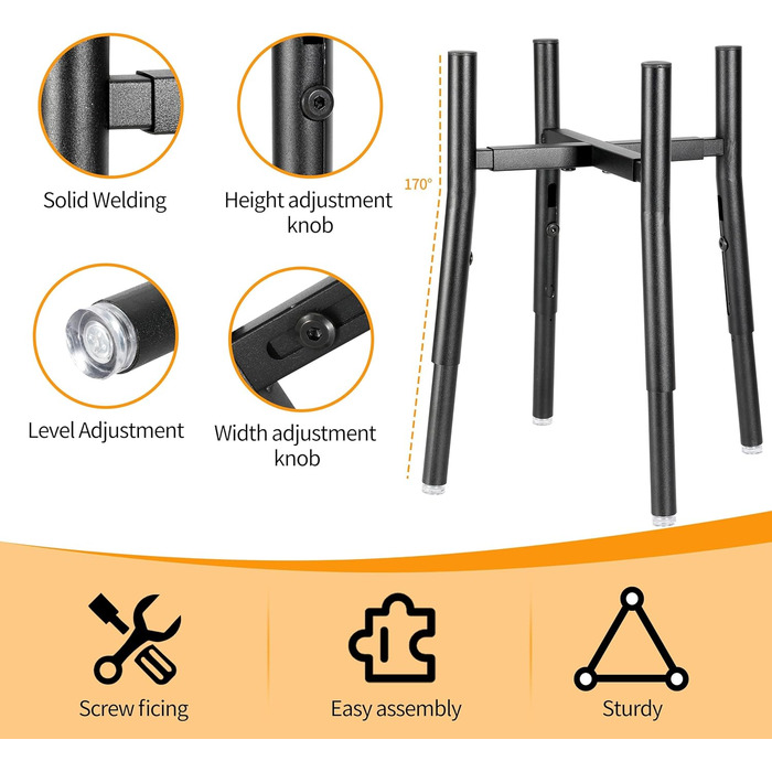 Підставка для миски для собак PROERR, регульована, висока, металева, 20-30,5 см, 40,6 см