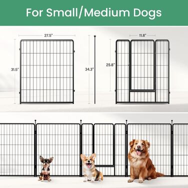 Металевий вольєр для собак, 61 см, 8 панелей, чорний – для дому, вулиці, кемпінгу, дачі