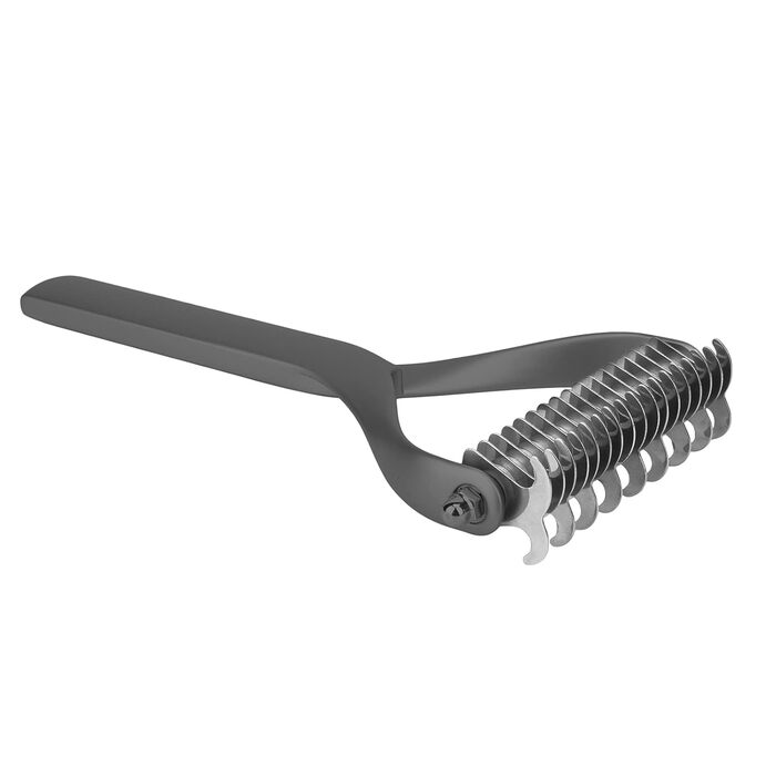 Гребінець для собак та котів з довгою шерстю, 2-етапний, для видалення підшерстя, з цинкової сплави, довговічний, для бережного догляду за шкірою, ефективний проти ковтунів та випадання шерсті (Чорний, L)