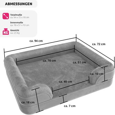 Ортопедичне ліжко для собак tectake® з Memory Foam, велике та середнє, м'яке та миється, 94 x 72 x 18 см