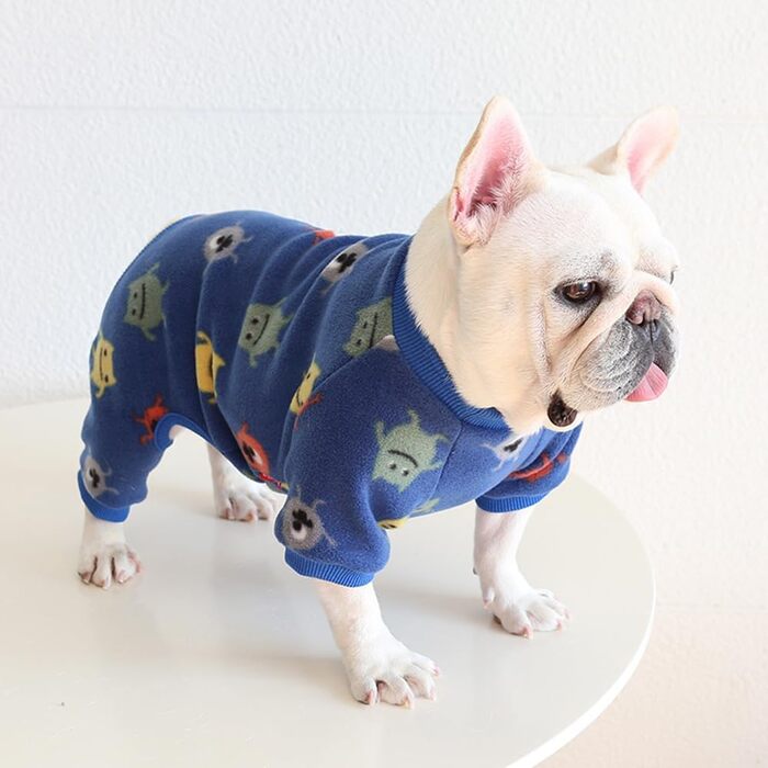 Теплий піжамний костюм для собак на осінь та зиму, темно-синій, розмір M (спинка 31-34 см)