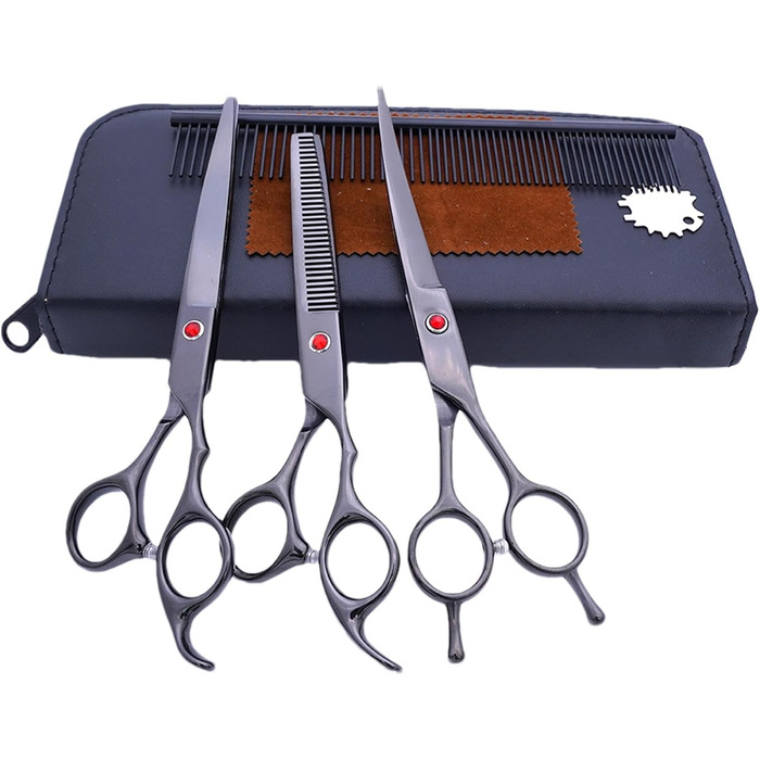 Набір професійних ножиць для собак: 7 шт. з нержавіючої сталі | Ножиці для грумінгу тварин | Набір для догляду за собаками