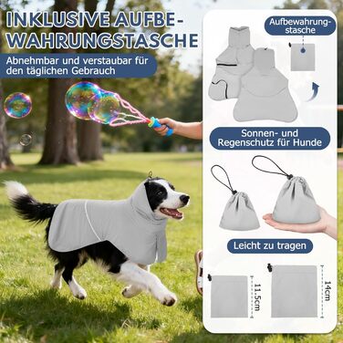 Водонепроникний дощовик для собак з світловідбиваючими смугами та отвором для повідка - дихаюча куртка для собак всіх розмірів, вітронепроникний та регульований (Сірий, L)