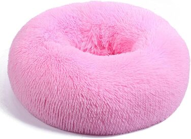Кругле ліжко для собак та котів Chickw1, тепле м'яке ліжко-донат, миється, неслизька база, для маленьких, середніх та великих собак (Рожеве, 90см)