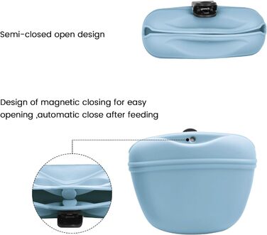 Сумка для корму для собак AUDWUD з силікону, портативний контейнер для тренувань з кліпсою та магнітною застібкою (1 шт, Шiefer)