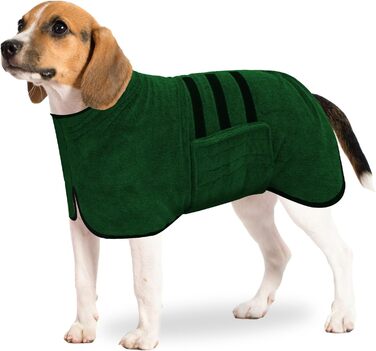 Рушник для собак з мікрофібри, швидковисихаючий, з клямками та регульованою стрічкою, для великих, середніх та маленьких собак (M, Зелений)