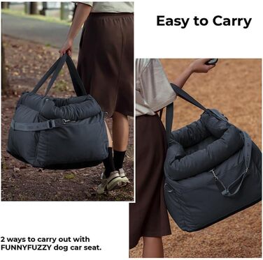 Автокрісло для собак середніх порід Funny Fuzzy: водовідштовхувальне, 3-в-1, з м'якої шкіри, для подорожей та дому, безпечне, до 15,9 кг, зелений (Шифер, Блакитний, Medium)