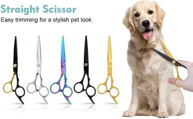Набір професійних ножиць для собак 3 в 1 - Violett. Ножиці для грумінгу собак, котів та інших тварин. Прямі, зубчасті та вигнуті ножиці.