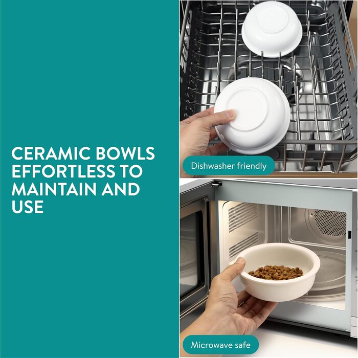 Навіс Keramik Katzennapf mit Metallständer - Erhöhter Katzennapf - Katzennapf Keramik - Katzennapf erhöht - Futterstation Katzen - Spülmaschinen- und Mikrowellensicher Weiß/Grün (Schwarz/Weiß)