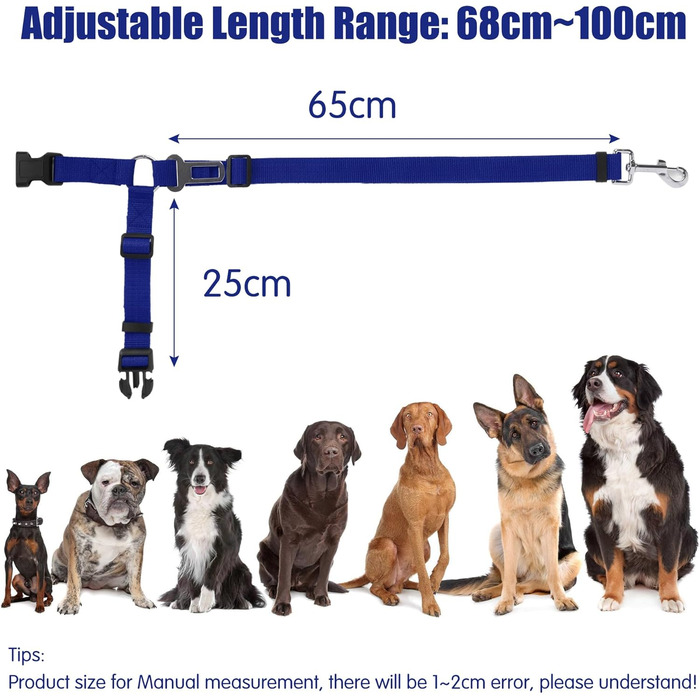 Автомобільний затискач для собак, ремінь безпеки для тварин, кріплення до підголівника, міцний поводок, шлейка для собак, котів та інших домашніх тварин (Блакитний)