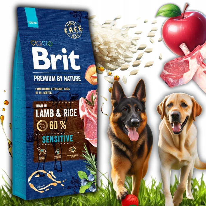 Сухий корм для собак BRIT Premium By Nature Sensitive Ягня, 15 кг