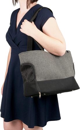 Сумка для собак Brigitta Grau – текстильна переноска з вентиляцією та безпечною шнурковою лебідкою – 47x21x30 см