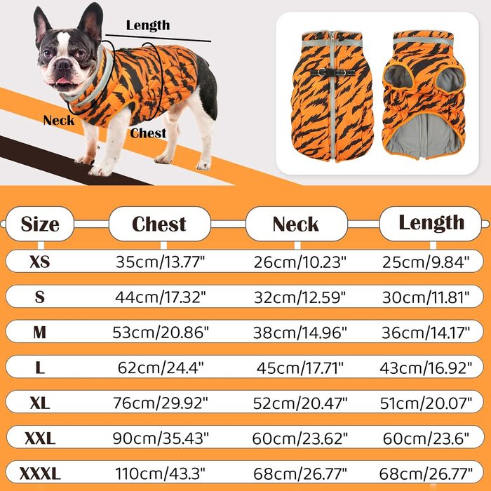Теплий водонепроникний жилет для собак з інтегрованим шлейкою та світловідбиваючими елементами - зимовий костюм для собак, оранжевий, розмір M