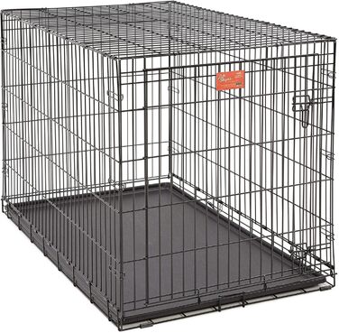 Кія для собак Midwest Homes for Pets Lifestages 1642DDU, велика, з подвійними дверцятами, металева, 107 см, з перегородкою, захист підлоги, мийка, чорна
