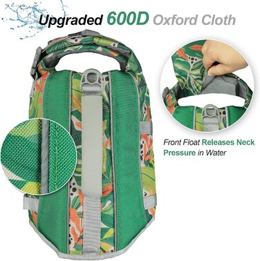 Жилет рятувальний для собак VIVAGLORY з підйомником спереду, світловідбиваючими вставками та додатковою підкладкою для плавання та катання на човні