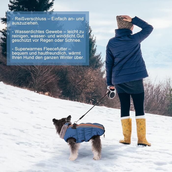 Водонепроникний теплий зимовий одяг для собак - куртка з кільцем D, одяг для домашніх тварин, тепла куртка для собак, для маленьких, середніх та великих собак (L, блакитний)