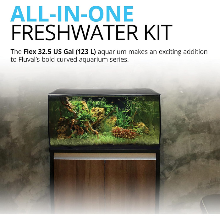 Акваріум Fluval Flex 123 л, прісноводний, чорний, комплект