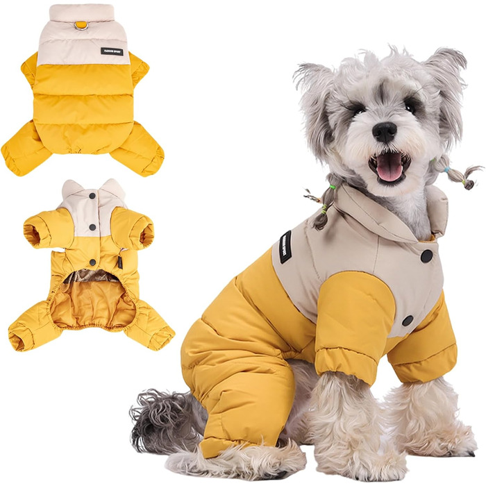 PETCUTE Зимова куртка для собак - водонепроникна, тепла, жовта (XL)