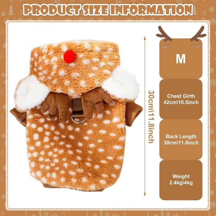 Костюм для тварин на Різдво: костюм для котів та собак (Elch M)